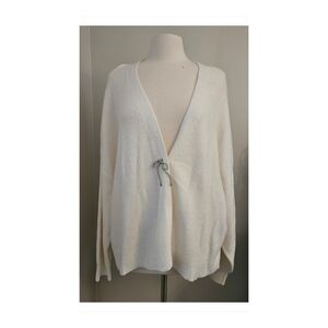 Liz Claiborne Off White Rhinestone Bow Cardigan Sweater 2X